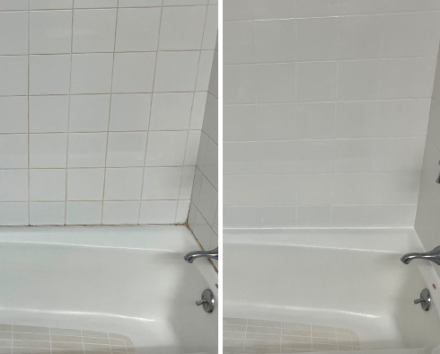 Bathroom Shower Before and After Our Aravada Grout Sealing