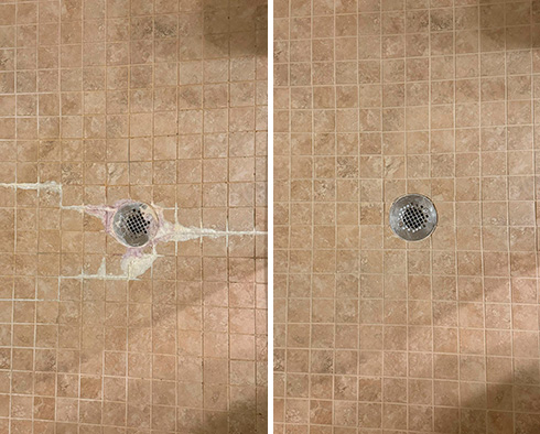 Shower Before and After a Grout Cleaning in Lakewood, CO