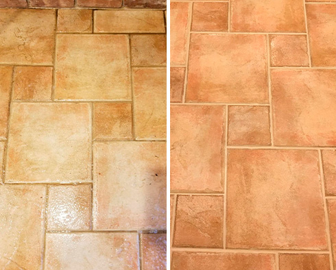 Floor Before and After a Tile Cleaning in Evergreen, CO