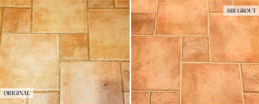 Floor Before and After an Excellent Tile Cleaning in Evergreen, CO