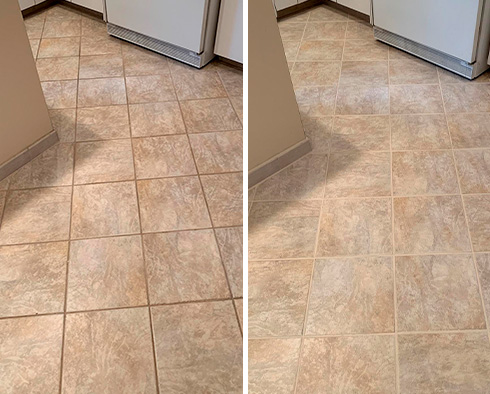 Floor Before and After a Grout Cleaning in Denver, CO
