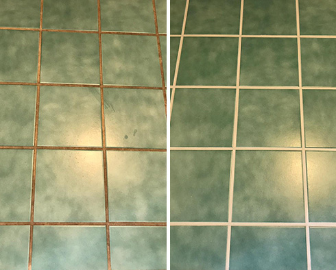 Bathroom Floor Before and After Our Golden Grout Sealing Service