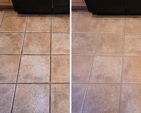 Floor Before and After a Grout Sealing in Denver, CO
